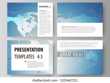 The minimalistic abstract vector illustration of the editable layout of the presentation slides design business templates. Polygonal geometric linear texture. Global network, dig data concept