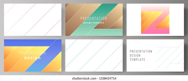 The minimalistic abstract vector illustration of the editable layout of the presentation slides design business templates. Creative modern cover concept, colorful background.