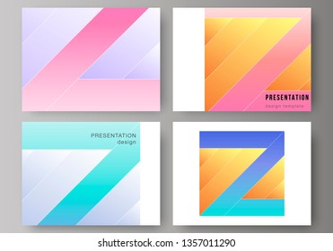 The minimalistic abstract vector illustration of the editable layout of the presentation slides design business templates. Creative modern cover concept, colorful background.