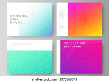 The minimalistic abstract vector illustration of the editable layout of the presentation slides design business templates. Abstract geometric pattern with colorful gradient business background.