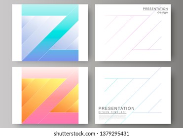 The minimalistic abstract vector illustration of the editable layout of the presentation slides design business templates. Creative modern cover concept, colorful background.