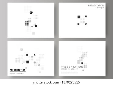 The minimalistic abstract vector illustration of the editable layout of the presentation slides design business templates. Abstract vector background with fluid geometric shapes.