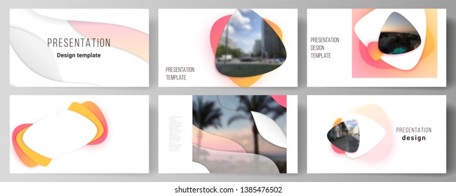 Minimalistic abstract vector illustration of the editable layout of the presentation slides design business templates. Yellow color gradient abstract dynamic shapes, colorful geometric template design