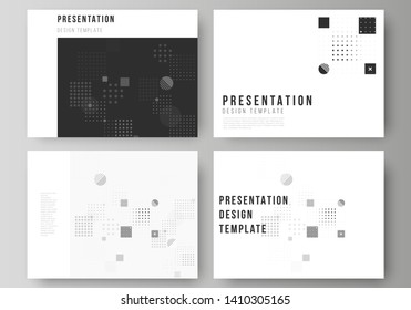 The minimalistic abstract vector illustration of the editable layout of the presentation slides design business templates. Abstract vector background with fluid geometric shapes.