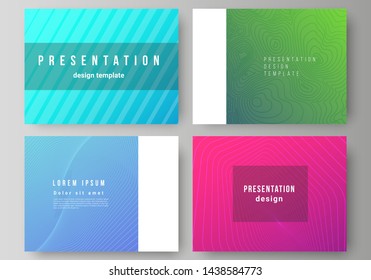 The minimalistic abstract vector illustration of the editable layout of the presentation slides design business templates. Abstract geometric pattern with colorful gradient business background.