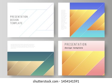 The minimalistic abstract vector illustration of the editable layout of the presentation slides design business templates. Creative modern cover concept, colorful background.