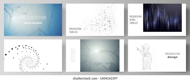 The minimalistic abstract vector illustration of the editable layout of the presentation slides design business templates. Technology, science, future concept abstract futuristic backgrounds.