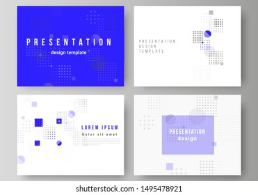 The minimalistic abstract vector illustration of the editable layout of the presentation slides design business templates. Abstract vector background with fluid geometric shapes.