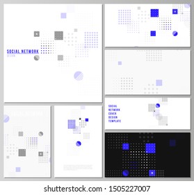 The minimalistic abstract vector illustration of the editable layouts of modern social network mockups in popular formats. Abstract vector background with fluid geometric shapes.