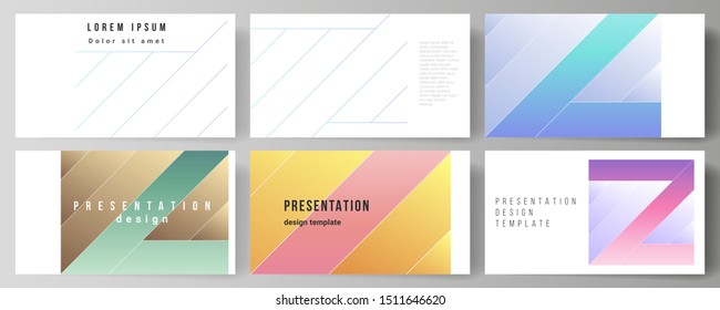 The minimalistic abstract vector illustration of the editable layout of the presentation slides design business templates. Creative modern cover concept, colorful background.