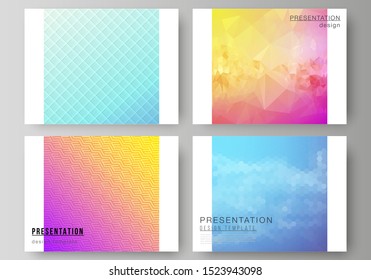 The minimalistic abstract vector illustration of the editable layout of the presentation slides design business templates. Abstract geometric pattern with colorful gradient business background.