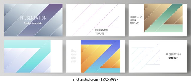 The minimalistic abstract vector illustration of the editable layout of the presentation slides design business templates. Creative modern cover concept, colorful background.