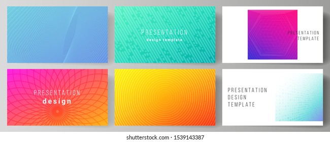 The minimalistic abstract vector illustration of the editable layout of the presentation slides design business templates. Abstract geometric pattern with colorful gradient business background.