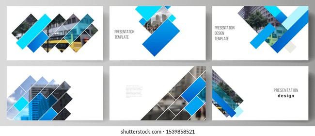 The minimalistic abstract vector illustration of the editable layout of the presentation slides design business templates. Abstract geometric pattern creative modern blue background with rectangles.