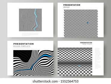The minimalistic abstract vector illustration of the editable layout of the presentation slides design business templates. Abstract big data visualization concept backgrounds with lines and cubes.