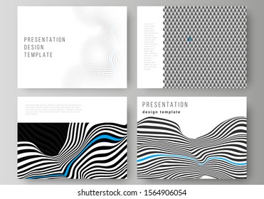 The minimalistic abstract vector illustration of the editable layout of the presentation slides design business templates. Abstract big data visualization concept backgrounds with lines and cubes.