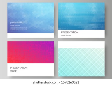 The minimalistic abstract vector illustration of the editable layout of the presentation slides design business templates. Abstract geometric pattern with colorful gradient business background.