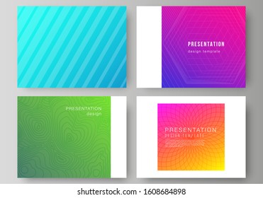 The minimalistic abstract vector illustration of the editable layout of the presentation slides design business templates. Abstract geometric pattern with colorful gradient business background.
