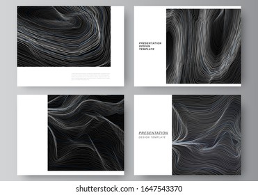 La ilustración abstracta minimalista del diseño editable de las plantillas de negocio de diseño de diapositivas de presentación. Ola de humo suave, concepto de alta tecnología de color negro fondo tecno.