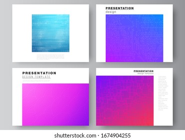 The minimalistic abstract vector illustration of the editable layout of the presentation slides design business templates. Abstract geometric pattern with colorful gradient business background.