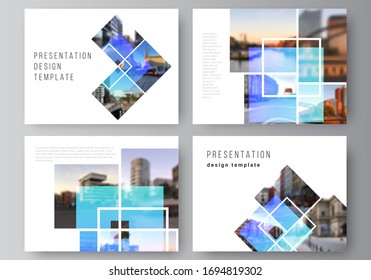 La ilustración abstracta minimalista del diseño editable de las plantillas de negocio de diseño de diapositivas de presentación. Mochilas creativas a la moda, fondos de diseño de tendencia azul.