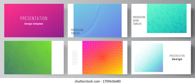 The minimalistic abstract vector illustration of the editable layout of the presentation slides design business templates. Abstract geometric pattern with colorful gradient business background.
