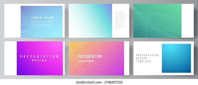 The minimalistic abstract vector illustration of the editable layout of the presentation slides design business templates. Abstract geometric pattern with colorful gradient business background.