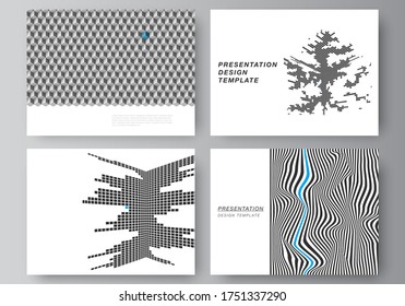 Die minimalistische abstrakte Vektorgrafik des bearbeitbaren Layouts der Präsentationen Folien Design Business Templates. Abstrakte Hintergründe für die Visualisierung von Big Data mit Linien und Würfeln