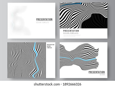 The minimalistic abstract vector illustration of the editable layout of the presentation slides design business templates. Abstract big data visualization concept backgrounds with lines and cubes.