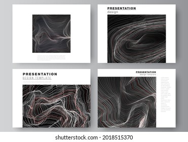 The Minimalistic Abstract Vector Illustration Of The Editable Layout Of The Presentation Slides Design Business Templates. 3D Grid Surface, Wavy Vector Background With Ripple Effect