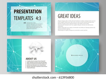 The minimalistic abstract vector illustration of the editable layout of the presentation slides design business templates. Chemistry pattern. Molecule structure. Medical, science background