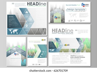 The minimalistic abstract vector illustration of the editable layout of modern social media post design templates in popular formats. Rows of colored diagram with peaks of different height.