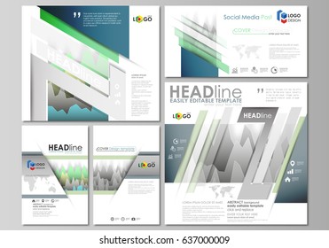The minimalistic abstract vector illustration of the editable layout of modern social media post design templates in popular formats. Rows of colored diagram with peaks of different height.