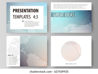 The minimalistic abstract vector illustration of the editable layout of the presentation slides design business templates. Molecule structure. Science, technology concept. Polygonal design.
