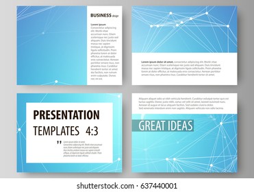 The minimalistic abstract vector illustration of the editable layout of the presentation slides design business templates. Abstract global design. Chemistry pattern, molecule structure.