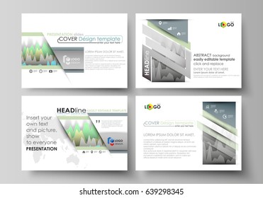 The minimalistic abstract vector illustration of the editable layout of the presentation slides design business templates. Rows of colored diagram with peaks of different height.