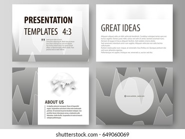 The minimalistic abstract vector illustration of the editable layout of the presentation slides design business templates. Rows of colored diagram with peaks of different height