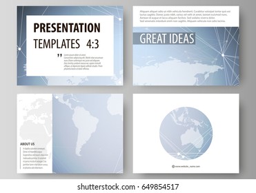 The minimalistic abstract vector illustration of the editable layout of the presentation slides design business templates. Polygonal texture. Global connections, futuristic geometric concept.