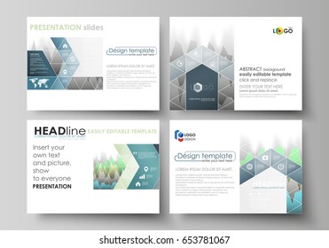 The minimalistic abstract vector illustration of the editable layout of the presentation slides design business templates. Rows of colored diagram with peaks of different height