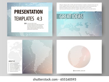 The minimalistic abstract vector illustration of the editable layout of the presentation slides design business templates. Polygonal geometric linear texture. Global network, dig data concept