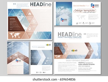 The minimalistic abstract vector illustration of the editable layout of modern social media post design templates in popular formats. Scientific medical DNA research. Science or medical concept.