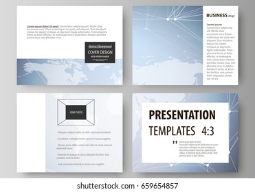 The minimalistic abstract vector illustration of the editable layout of the presentation slides design business templates. Polygonal texture. Global connections, futuristic geometric concept.