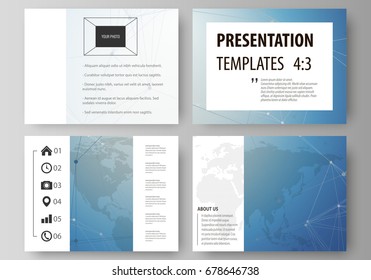 The minimalistic abstract vector illustration of the editable layout of the presentation slides design business templates. Chemistry pattern, connecting lines and dots. Medical concept.