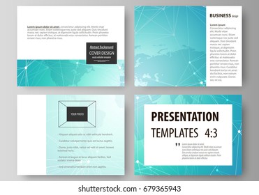 The minimalistic abstract vector illustration of the editable layout of the presentation slides design business templates. Chemistry pattern. Molecule structure. Medical, science background.