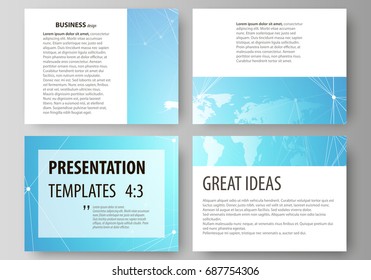The minimalistic abstract vector illustration of the editable layout of the presentation slides design business templates. Abstract global design. Chemistry pattern, molecule structure