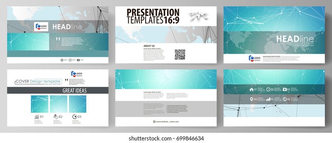 The minimalistic abstract vector illustration of the editable layout of high definition presentation slides design business templates. Futuristic high tech background, dig data technology concept.