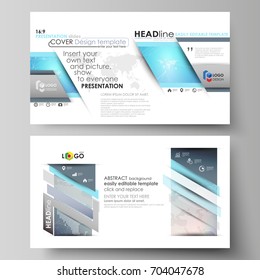 The minimalistic abstract vector illustration of the editable layout of high definition presentation slides design business templates. Molecule structure. Science, technology concept. Polygonal design