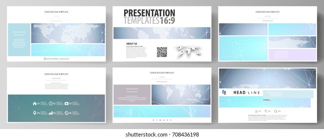 The minimalistic abstract vector illustration of editable layout of high definition presentation slides design business templates. Polygonal texture. Global connections, futuristic geometric concept.