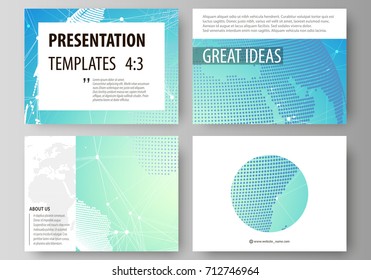 The minimalistic abstract vector illustration of the editable layout of the presentation slides design business templates. Chemistry pattern, molecule structure, geometric design background.