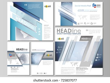 The minimalistic abstract vector illustration of the editable layout of modern social media post design templates in popular formats. Abstract futuristic network shapes. High tech background.